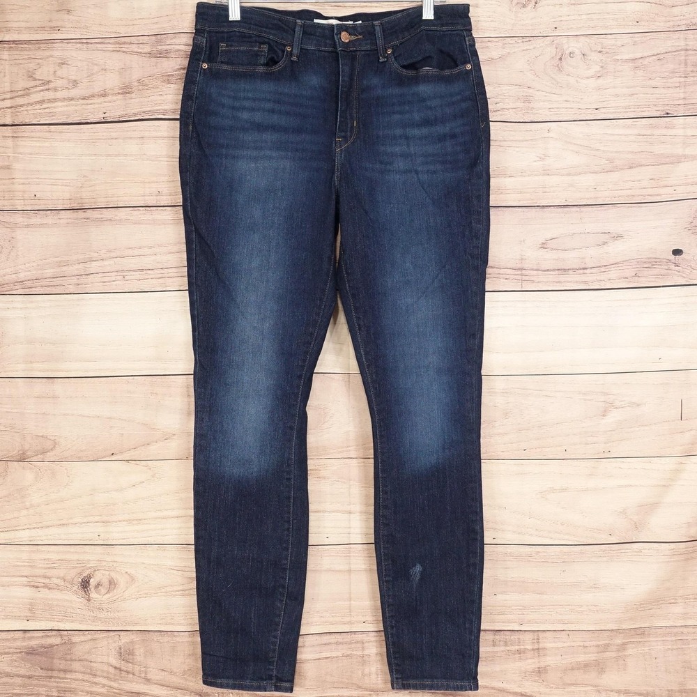 Levi Strauss Signature Mid Rise Skinny Jeans Womens 10 Tall Dark Wash‎ 32x30.5
